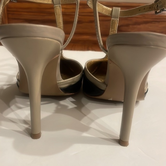 BCBGeneration leather T strap sling back two tone heels pointed toe size 7 - Picture 4 of 16